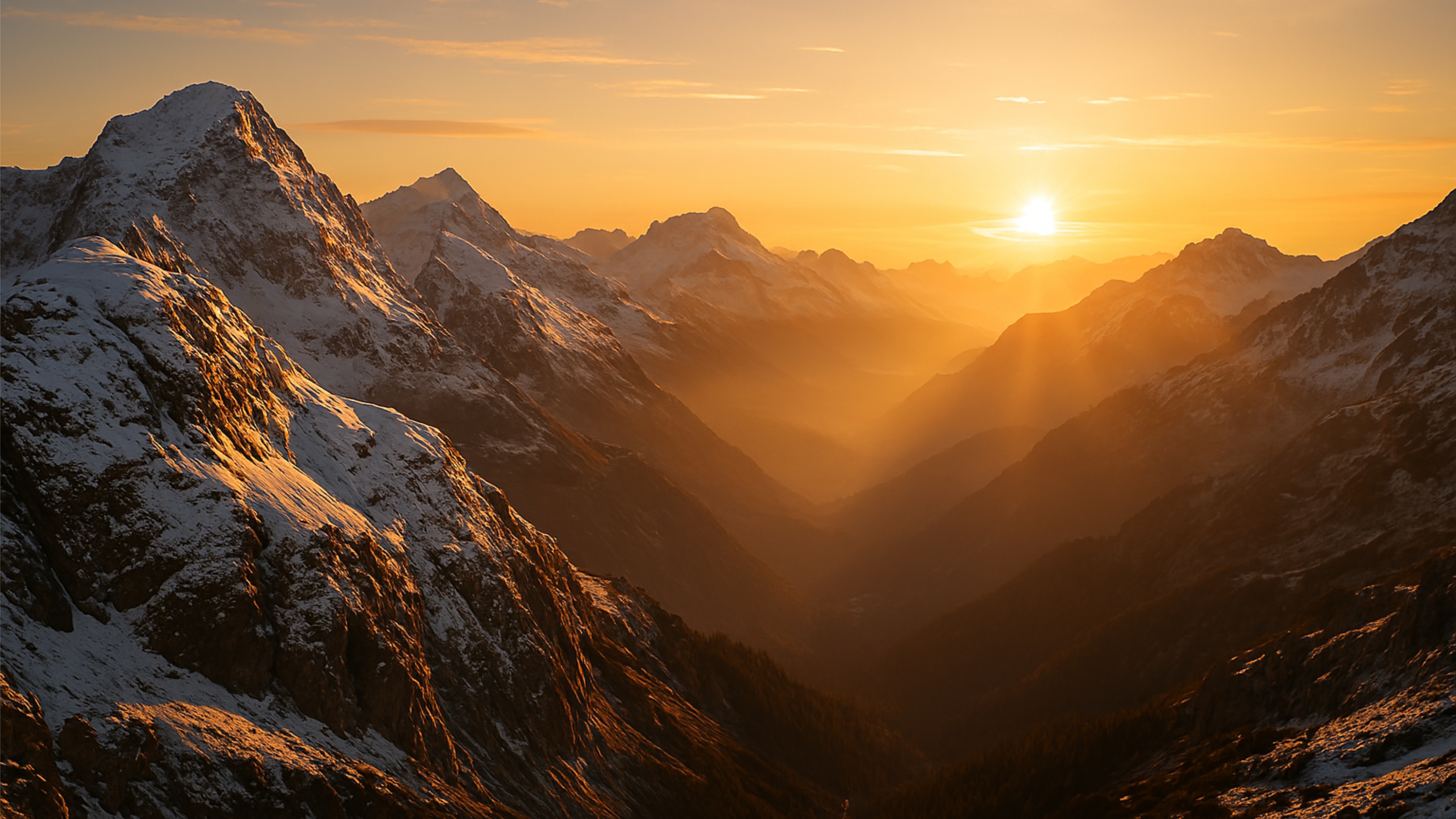 Golden sunrise over mountain peaks - The Cordillera